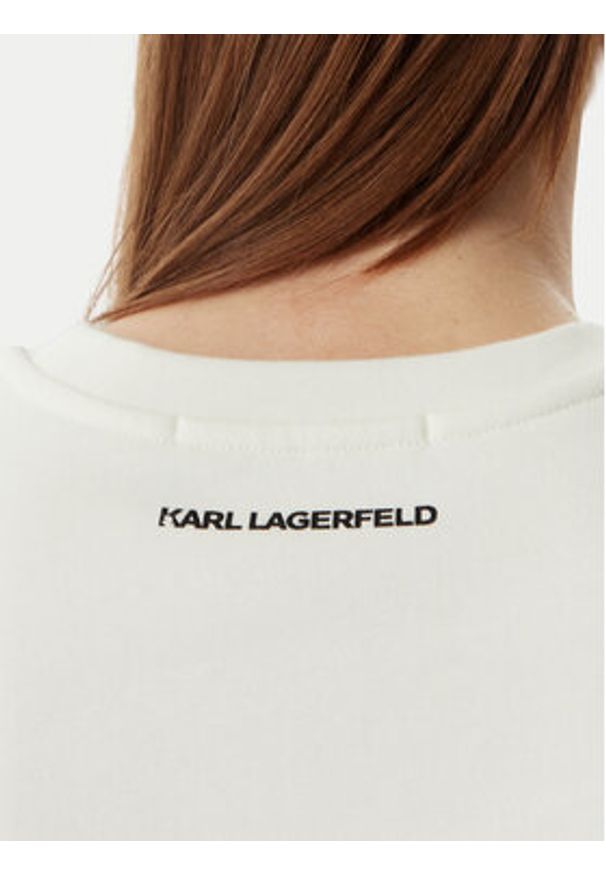 Karl Lagerfeld - KARL LAGERFELD Bluza A2W20071 Beżowy jasny Regular Fit. Typ kołnierza: dekolt w karo. Kolor: beżowy. Materiał: bawełna