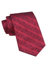 Elegancki Krawat Męski Angelo di Monti - Czerwony w Geometryczny Wzór. Kolor: czerwony. Materiał: tkanina. Wzór: geometria. Styl: elegancki #1