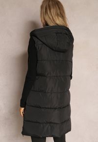 Renee - Czarna Długa Kamizelka z Kapturem Dwustronna Lurenta. Typ kołnierza: kaptur. Kolekcja: plus size. Kolor: czarny. Długość: długie #3