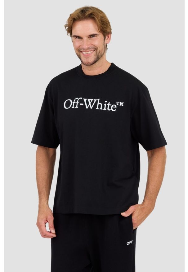 OFF-WHITE Czarny męski t-shirt Big Bookish Skate, Rozmiar M. Kolor: czarny