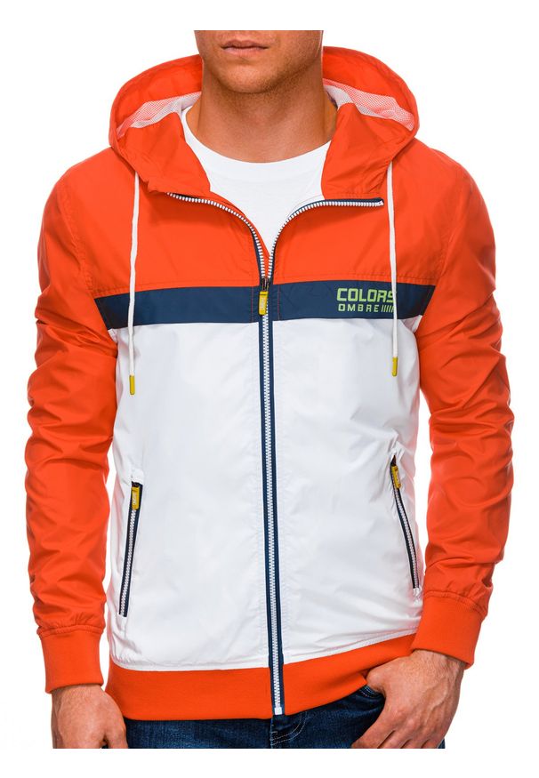 Pomarańczowa kurtka Ombre Clothing z nadrukiem, na wiosnę