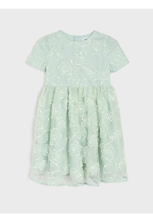 Sinsay - Tiulowa sukienka babydoll - zielony. Kolor: zielony. Materiał: tiul