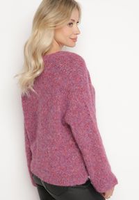 Born2be - Fioletowy Sweter z Wełną i Rozszerzanymi Rękawami Sinara. Okazja: na co dzień. Kolor: fioletowy. Materiał: wełna. Styl: klasyczny, elegancki, casual #6