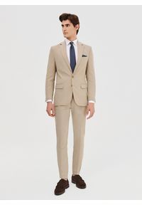 Pako Lorente - PAKO LORENTE – Beżowa marynarka garniturowa. Kolor: beżowy. Materiał: poliester, elastan, wiskoza. Wzór: gładki. Styl: młodzieżowy #5