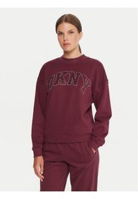 DKNY Sport Bluza DP5T1462 Bordowy Regular Fit. Kolor: czerwony. Materiał: bawełna. Styl: sportowy