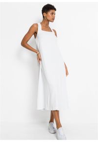 Sukienka oversize z krepy bonprix biały. Kolor: biały. Długość rękawa: na ramiączkach. Typ sukienki: oversize #2