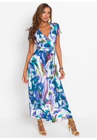 bonprix - Sukienka maxi. Kolor: niebieski. Wzór: kolorowy, kwiaty. Sezon: lato. Długość: maxi #2
