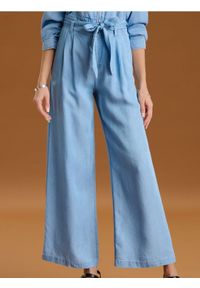 Sinsay - Spodnie wide leg - niebieski. Kolor: niebieski