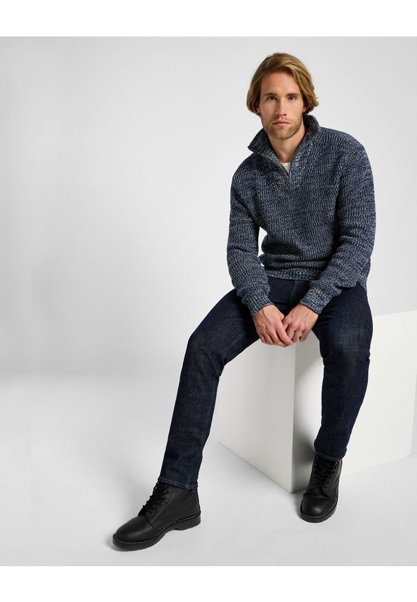Lee - LEE MĘSKI SWETER LEE HALF ZIP KNIT MOOD INDIGO 112355674