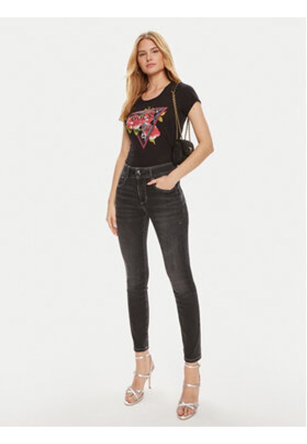 Guess Jeansy W4YA25 D5DY1 Czarny Slim Fit. Kolor: czarny