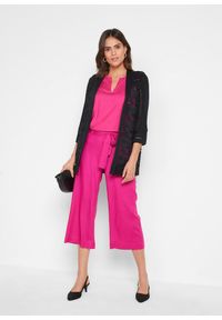bonprix - Sweter bez zapięcia, z koronką. Kolor: czarny. Materiał: koronka. Wzór: koronka. Styl: elegancki
