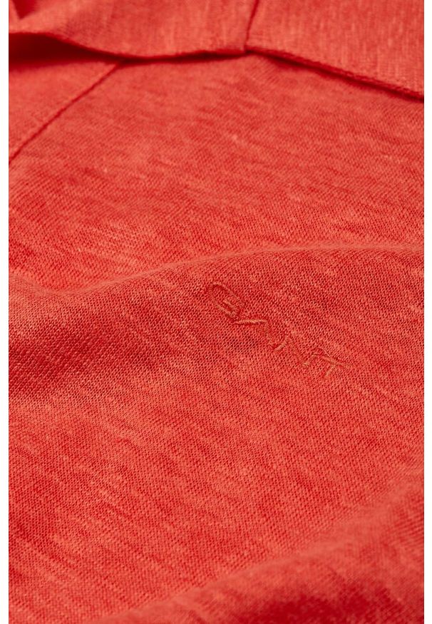 GANT - Koszulka polo męska Gant Linen Ss Polo. Typ kołnierza: polo. Kolor: pomarańczowy. Materiał: len