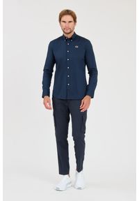 La Martina - LA MARTINA Granatowa męska koszula Poplin Stretch, Rozmiar M. Kolor: niebieski
