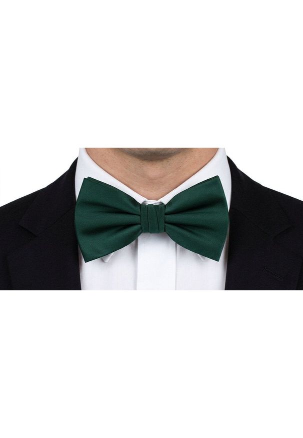 Mucha Męska z Poszetką - Chattier - Zieleń Butelkowa, Bez Wzoru. Styl: elegancki, sportowy