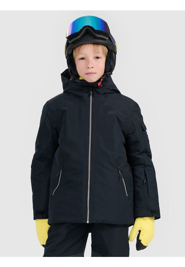 4f - 4F Kurtka snowboardowa membrana 8000 chłopięca - czarna 164 (13-14 lat). Kolor: czarny. Materiał: poliester. Sezon: lato