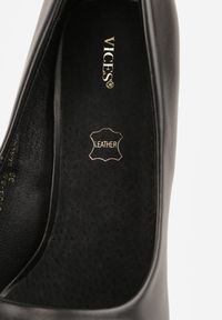 Born2be - Czarne Eleganckie Czółenka Vices na Słupku ze Skórzaną Wkładką Danvira. Okazja: na spotkanie biznesowe, na ślub cywilny, do pracy, na wesele. Kolor: czarny. Materiał: skóra. Obcas: na słupku. Styl: elegancki. Wysokość obcasa: średni #6