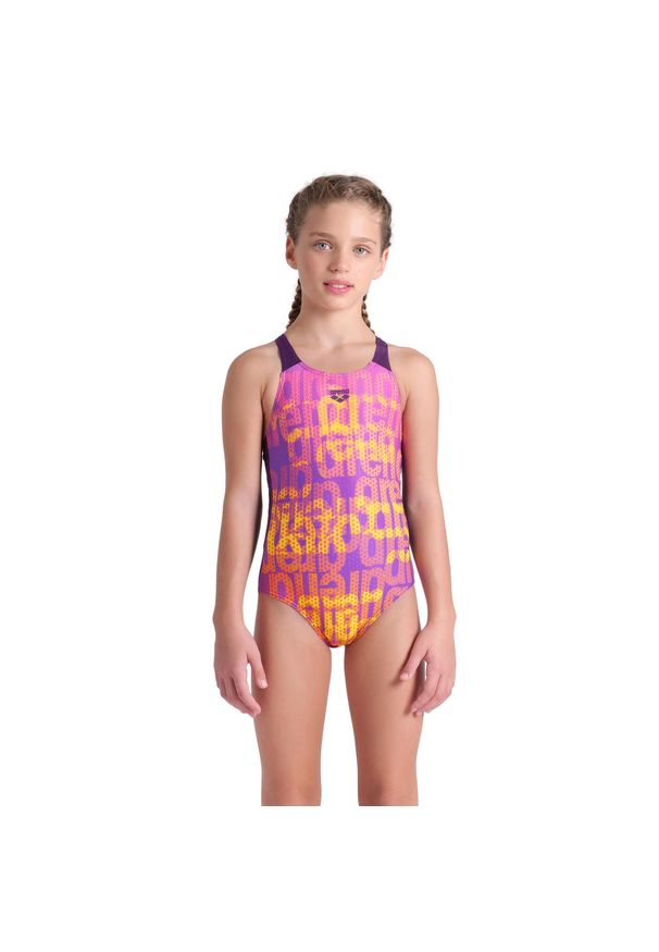 Strój Kąpielowy Arena Dziewczęcy Multi Colours Swimsuit V Back. Kolor: fioletowy. Materiał: materiał