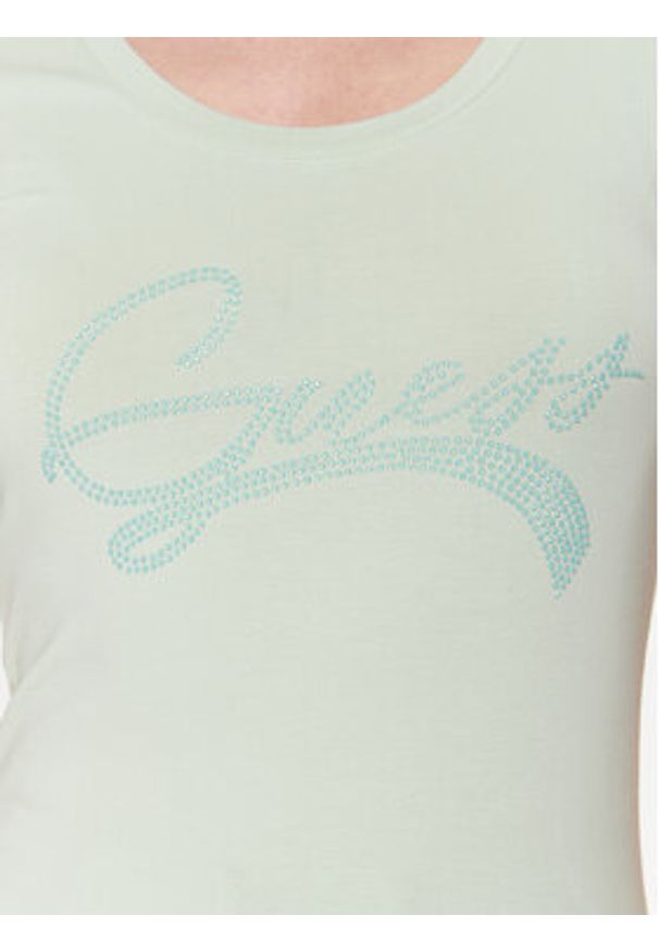 Guess T-Shirt Adelina W3RI14 J1314 Zielony Slim Fit. Kolor: zielony. Materiał: bawełna
