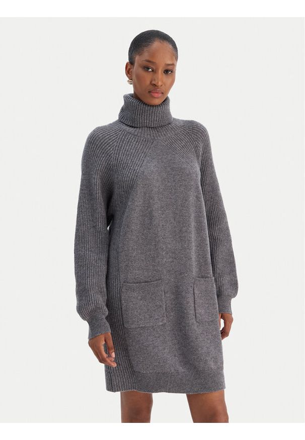 Liu Jo Sukienka dzianinowa MF5063 MS009 Szary Regular Fit. Kolor: szary. Materiał: wełna