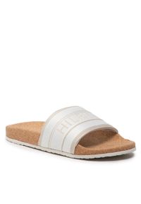 TOMMY HILFIGER - Klapki Tommy Hilfiger Webbing Cork Pool Slide FW0FW06525 Ecru YBL. Kolor: beżowy. Materiał: materiał #1