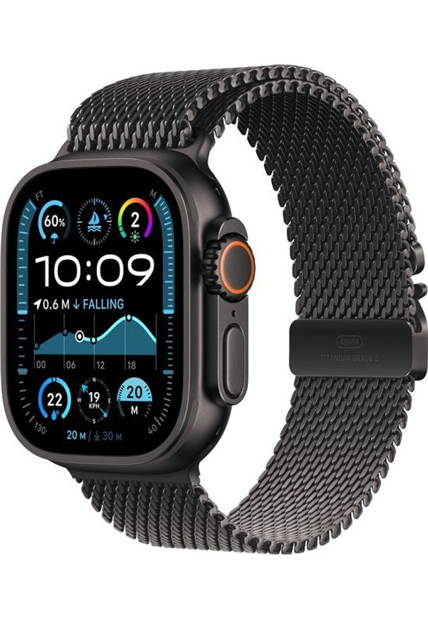 APPLE - Smartwatch Apple Watch Ultra 2 GPS + Cellular 49mm Black Titanium Case Milanese Loop Czarny (MX4W3DH/A). Rodzaj zegarka: smartwatch. Kolor: czarny