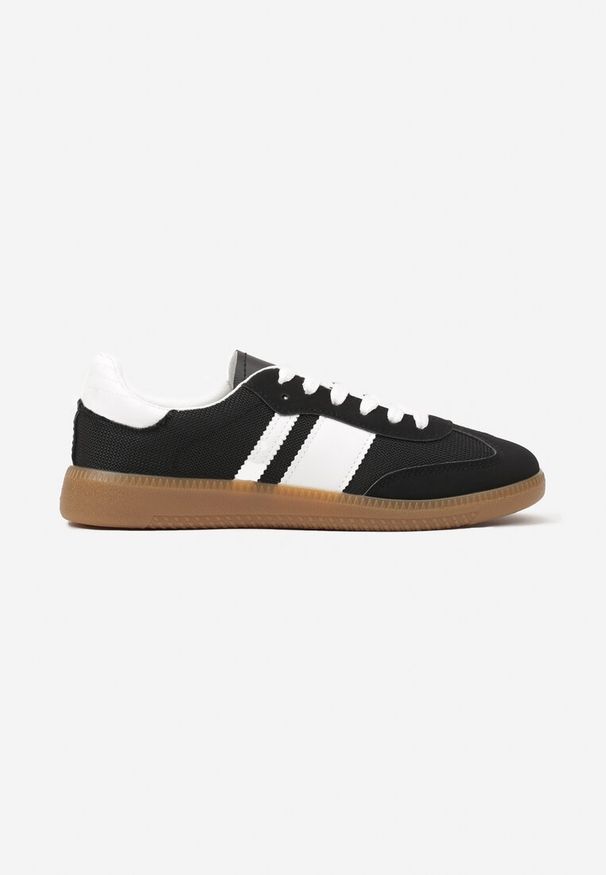 Born2be - Czarne Sneakersy Tenisówki z Ozdobnymi Paskami Nelidi. Okazja: na spacer, na co dzień. Zapięcie: pasek. Kolor: czarny. Materiał: jeans. Szerokość cholewki: normalna. Obcas: na obcasie. Wysokość obcasa: niski. Sport: turystyka piesza