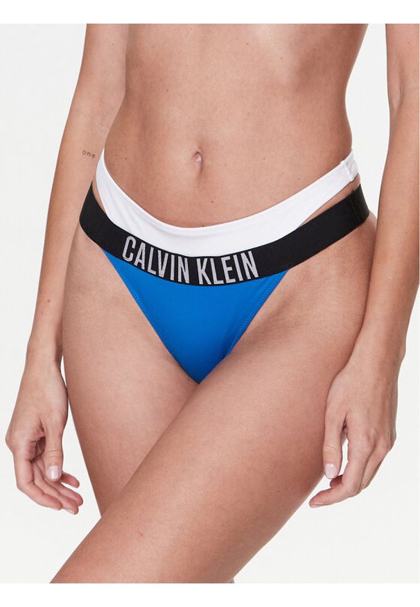 Calvin Klein Swimwear Dół od bikini KW0KW02020 Niebieski. Kolor: niebieski. Materiał: syntetyk