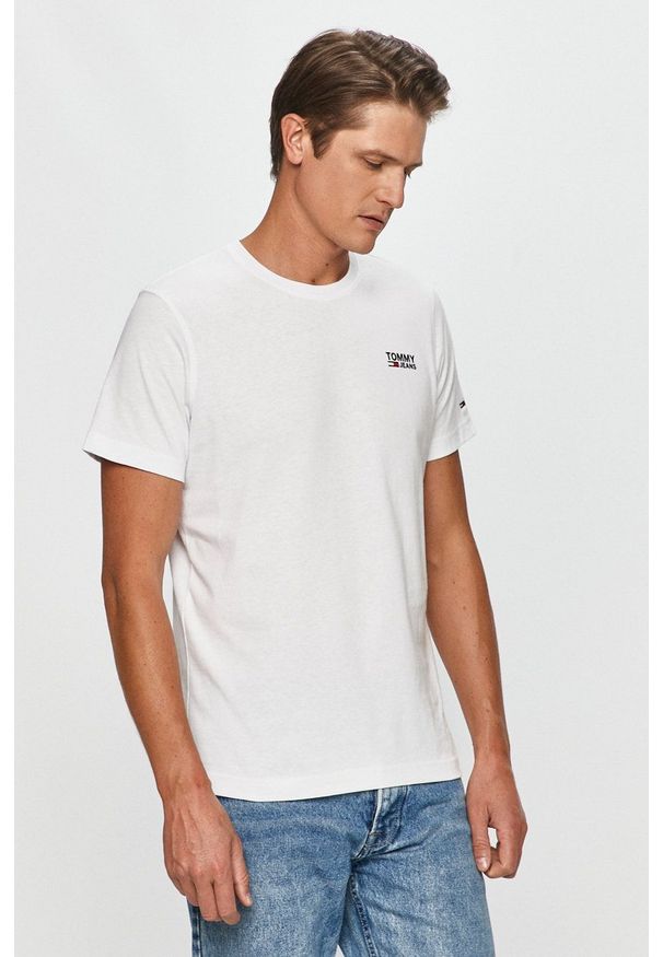 Tommy Jeans - T-shirt. Okazja: na co dzień. Kolor: biały. Materiał: dzianina. Styl: casual