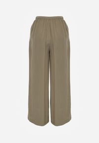 Renee - Zielone Spodnie Wide Leg High Waist z Wiskozy Terilinae. Okazja: na co dzień. Stan: podwyższony. Kolor: zielony. Materiał: wiskoza. Wzór: haft. Styl: casual #2