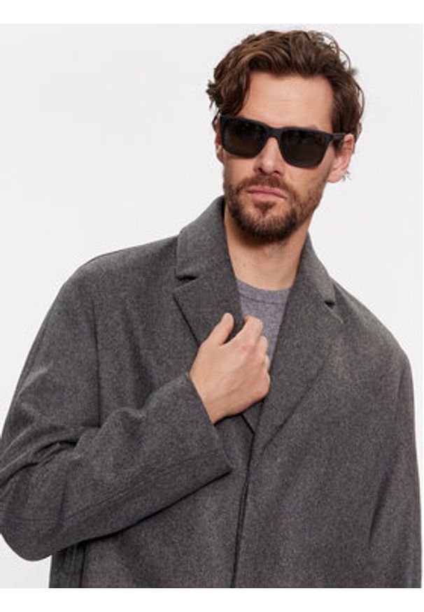 Calvin Klein Płaszcz wełniany K10K111745 Szary Regular Fit. Kolor: szary. Materiał: wełna