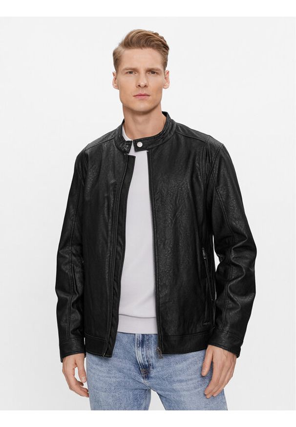 Guess Kurtka z imitacji skóry M4RL08 WFW30 Czarny Regular Fit. Kolor: czarny. Materiał: skóra