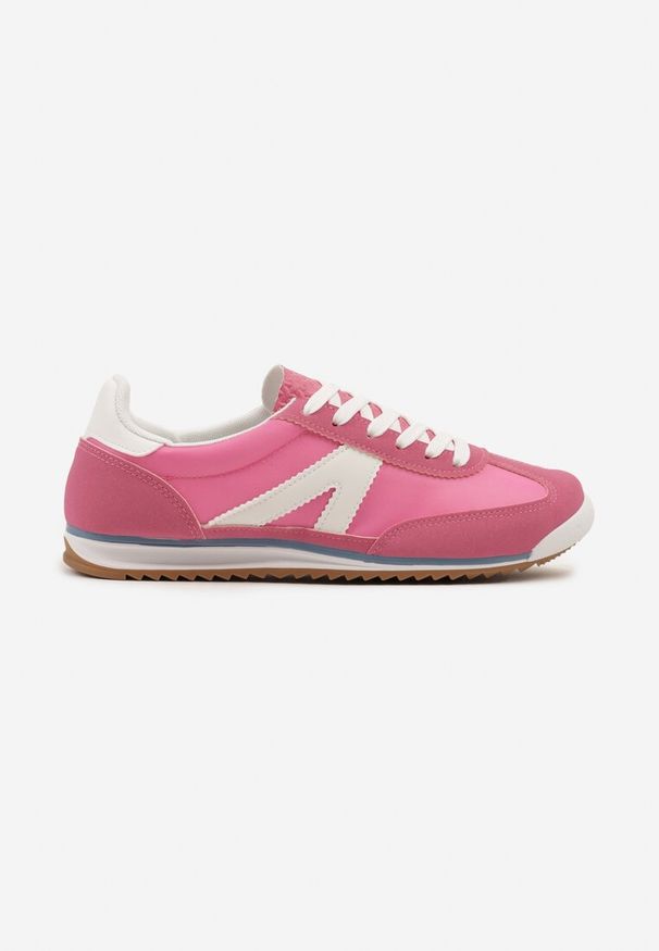 Renee - Fuksjowe Sneakersy z Geometrycznym Wzorem Zoloti. Okazja: na co dzień. Zapięcie: sznurówki. Kolor: różowy. Wzór: geometria