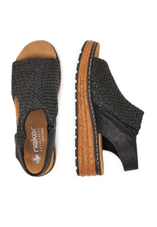 Rieker Sandały 62783-00 Czarny. Kolor: czarny. Materiał: materiał, syntetyk