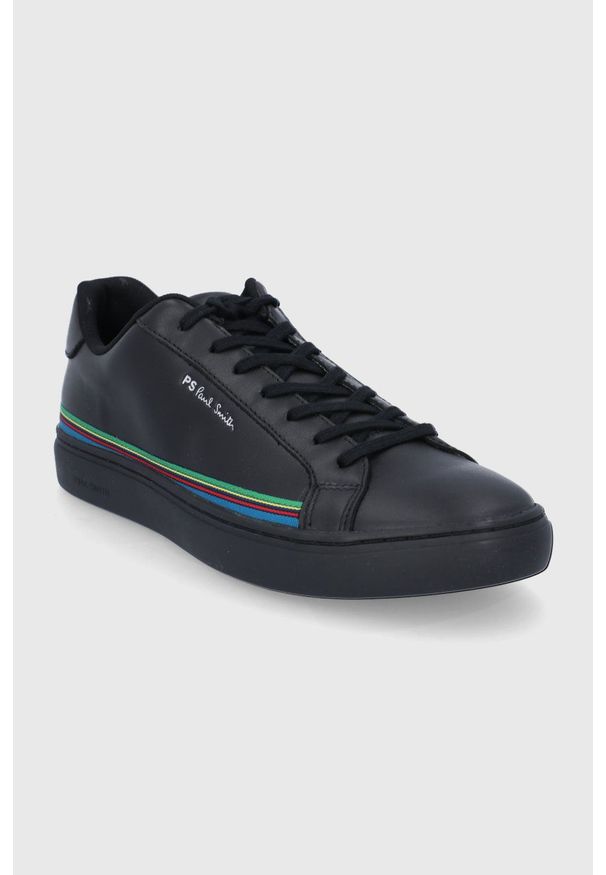 PS PAUL SMITH - PS Paul Smith Buty skórzane kolor czarny. Nosek buta: okrągły. Zapięcie: sznurówki. Kolor: czarny. Materiał: skóra. Obcas: na obcasie. Wysokość obcasa: niski