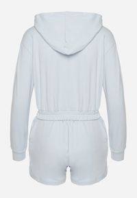 Born2be - Jasnoniebieski Bawełniany Komplet Sportowy Bluza z Kapturem i Szorty Izilia. Kolor: niebieski. Materiał: bawełna #6
