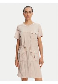 Liu Jo Sport Sukienka codzienna TA5128 T2921 Beżowy Regular Fit. Okazja: na co dzień. Kolor: beżowy. Materiał: wiskoza. Typ sukienki: proste, sportowe. Styl: sportowy, casual