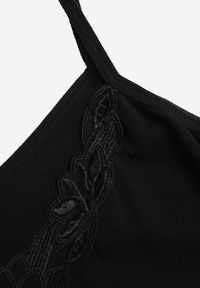 Renee - Czarny Bieliźniany Top na Ramiączkach z Bawełny Zdobiony Koronką Bernelle. Kolor: czarny. Materiał: bawełna, koronka. Długość rękawa: na ramiączkach. Wzór: aplikacja, koronka #5