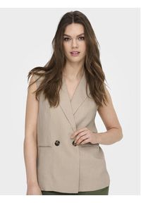 only - ONLY Kamizelka Caro 15278794 Beżowy Loose Fit. Kolor: beżowy. Materiał: len, wiskoza #4