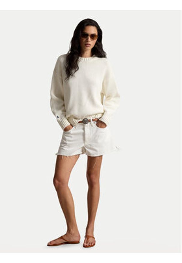 Polo Ralph Lauren Szorty jeansowe 211A12972001 Biały Straight Fit. Kolor: biały. Materiał: bawełna