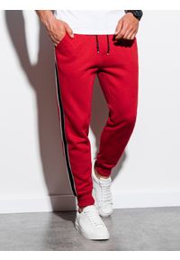Ombre Clothing - Spodnie męskie dresowe joggery P898 - czerwone - XL. Kolor: czerwony. Materiał: dresówka. Wzór: gładki. Styl: elegancki #3