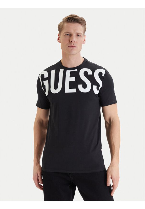 Guess T-Shirt F6GI01 J1314 Czarny Slim Fit. Kolor: czarny. Materiał: bawełna