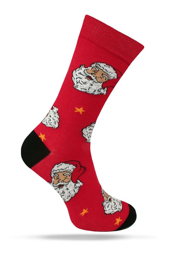 Świąteczne Skarpetki - Alties - Czerwone w Mikołaje. Kolor: wielokolorowy. Materiał: poliester, bawełna, elastan