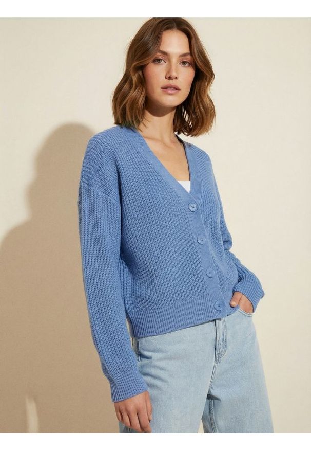 Sinsay - Kardigan basic - niebieski. Kolor: niebieski