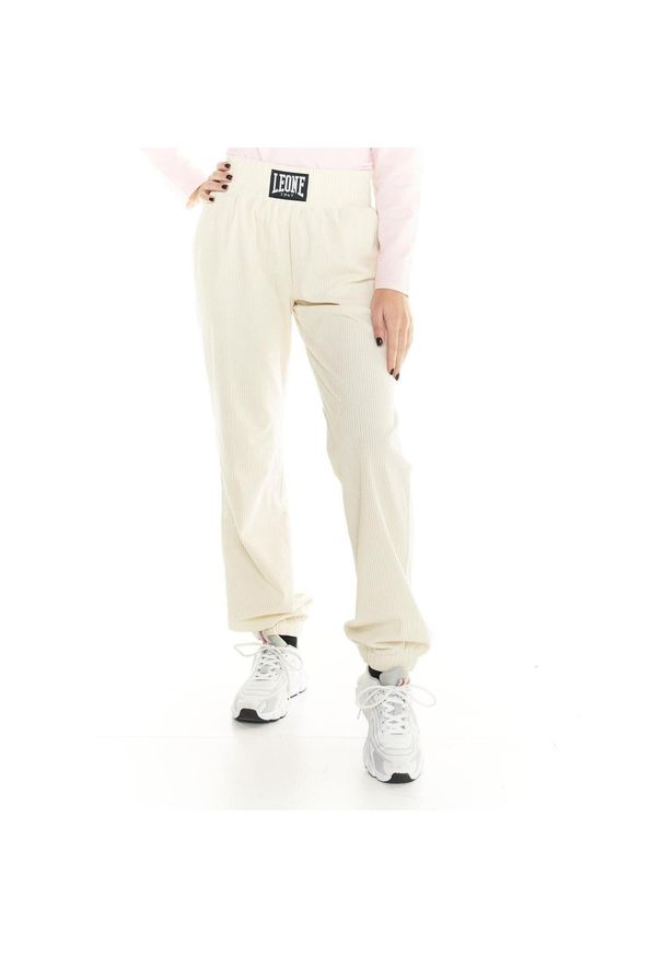 LEONE 1947 APPAREL - Damskie sztruksowe spodnie dresowe Leone Leisure. Kolor: biały. Materiał: dresówka, sztruks. Sport: fitness