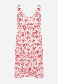 Born2be - Biało-Różowa Rozkloszowana Sukienka z Bawełny z Kwiatowym Wzorem Anniviana. Okazja: na imprezę, na co dzień. Kolor: biały. Materiał: bawełna. Wzór: kwiaty. Typ sukienki: proste. Styl: elegancki, casual, klasyczny #5