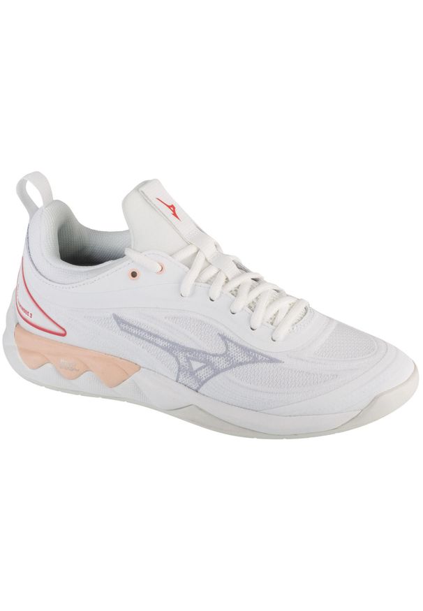 Damskie buty halowe Mizuno Wave Luminous Wos. Kolor: beżowy, biały, wielokolorowy. Materiał: materiał, syntetyk. Model: Mizuno Wave. Sport: siatkówka