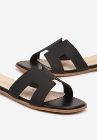 Born2be - Czarne Klapki Vices z Geometryczną Cholewką Arlemia. Okazja: na spacer. Kolor: czarny. Materiał: jeans. Wzór: geometria. Sezon: lato. Obcas: na płaskiej podeszwie #3