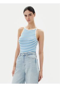 Pieces Top Jane 17155477 Niebieski Slim Fit. Kolor: niebieski. Materiał: wiskoza