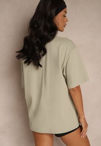 Renee - Ciemnobeżowy Basicowy T-shirt z Bawełny Meranissea. Kolor: beżowy. Materiał: bawełna