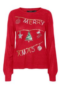Vero Moda Sweter Merryxmas 10272463 Czerwony Regular Fit. Kolor: czerwony. Materiał: syntetyk